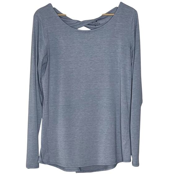 ATHLETA CRISS CROSS OPEN BACK FLEXLITE TOP SIZE M LIGHT BLUE - Picture 1 of 7